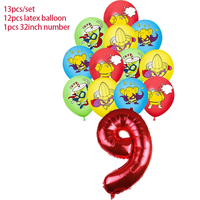 Superzings Birthday Party Decoration Balloon Banner Cake Topper SuperthingsTableware Birthday Party Supplies Baby Shower Good Vibrations