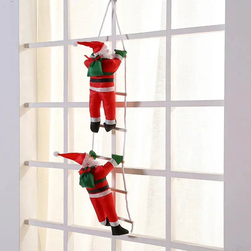 Christmas home Decoration Xmas Gift 2024 Navidad Santa Claus Climbing on Rope Ladder Xmas Trees Pendant Hanging Ornament Good Vibrations