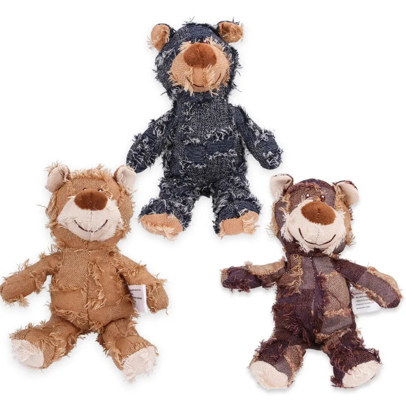 Pet Teddy Bear Soundmaking Toy Plush Interactive Dog Toys Grinding Cleaning Teeth Anti Bite Abreact Plaything Bear Pets Supplies Good Vibrations