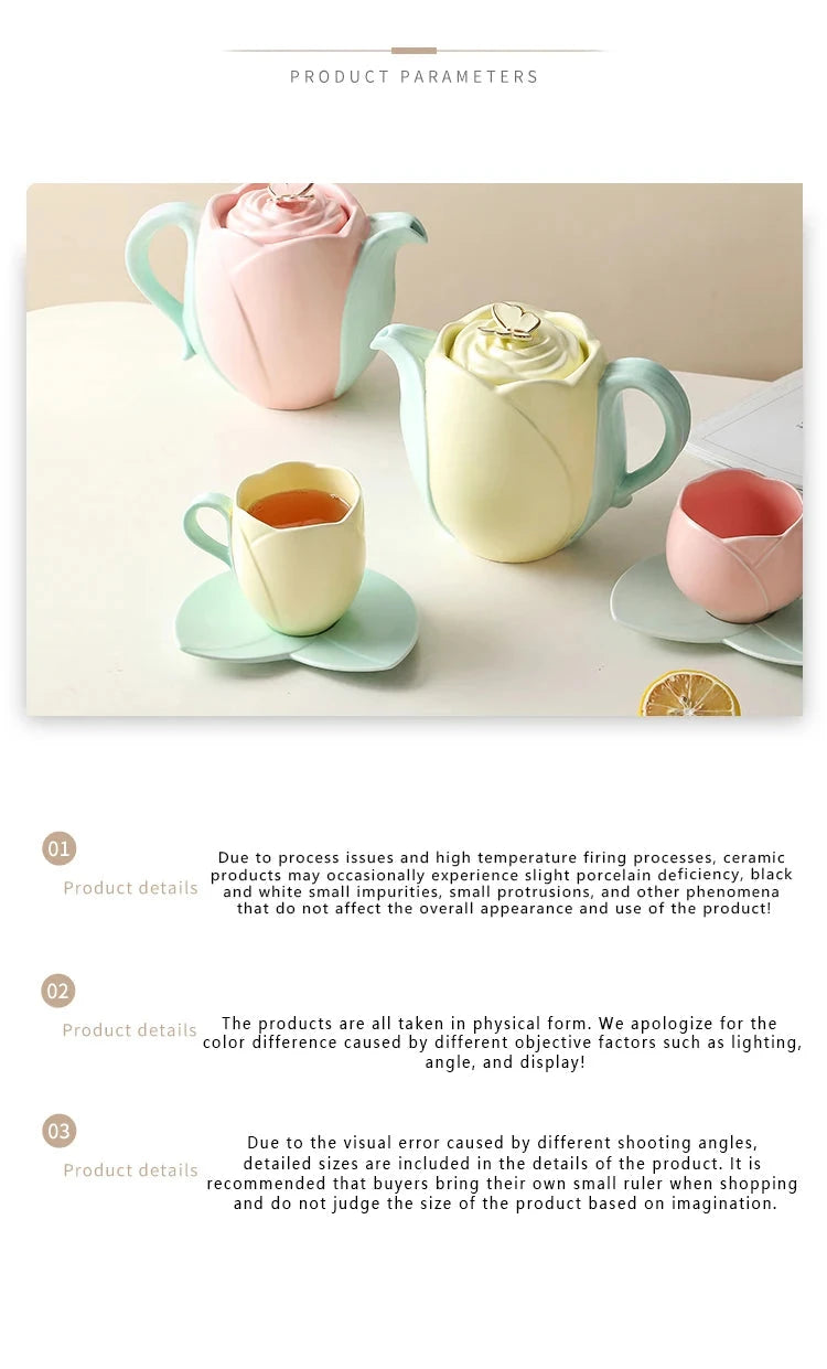 Tulip Luxury Ceramic Coffee Cup Saucer Set with Hand and Dish Milk Tea Cappuccino Tableware 280ml/320ml Birthday Couples Gifts Good Vibrations