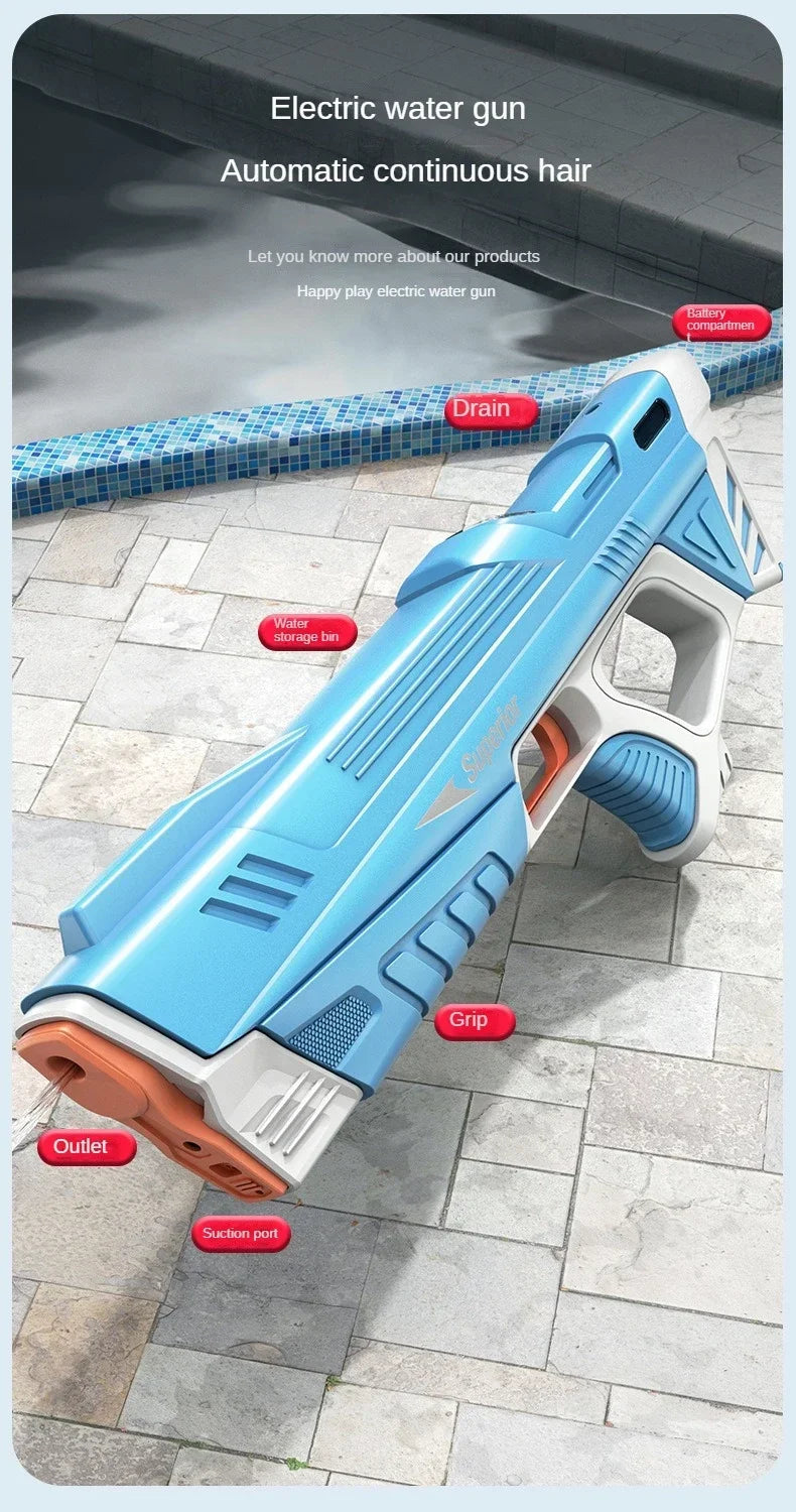 Children Full Automatic Water Gun Toys Summer Outdoor Pool Fight Games Induction Absorb Water Electric Waterguns for Kids Gifts Good Vibrations