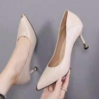Formal Shoes For Women 2024 High Heels On Heeled Luxury Leather Casual Ladies Summer Footwear Pointed Toe Office Pumps Trend A E Good Vibrations