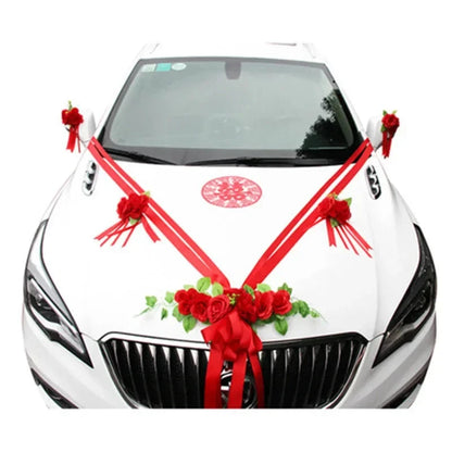 Simulation Rose Wedding Car Flower Champagne Knot Wedding Car Flower Wedding Car Set Good Vibrations