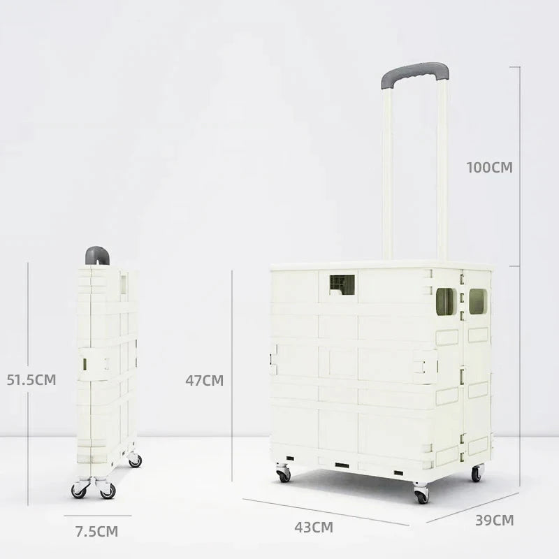 Lightweight Brushed Trolley Luggage Trolley Express Folding Shopping Cart for Climbing Stairs Home Hand Pull Good Vibrations