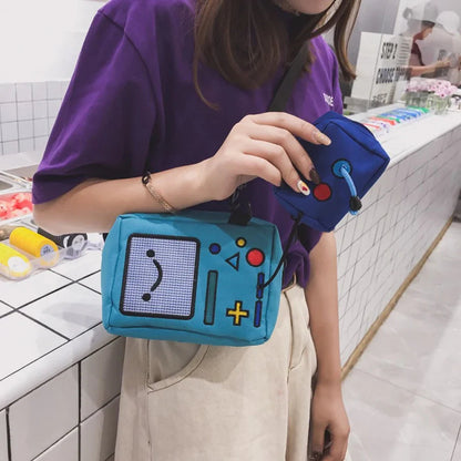 Cartoon Anime Single Shoulder Bags for Women Phone Coin Purse Female Canvas Game Machine Small Shoulder Bag Funny Crossbody Bag Good Vibrations
