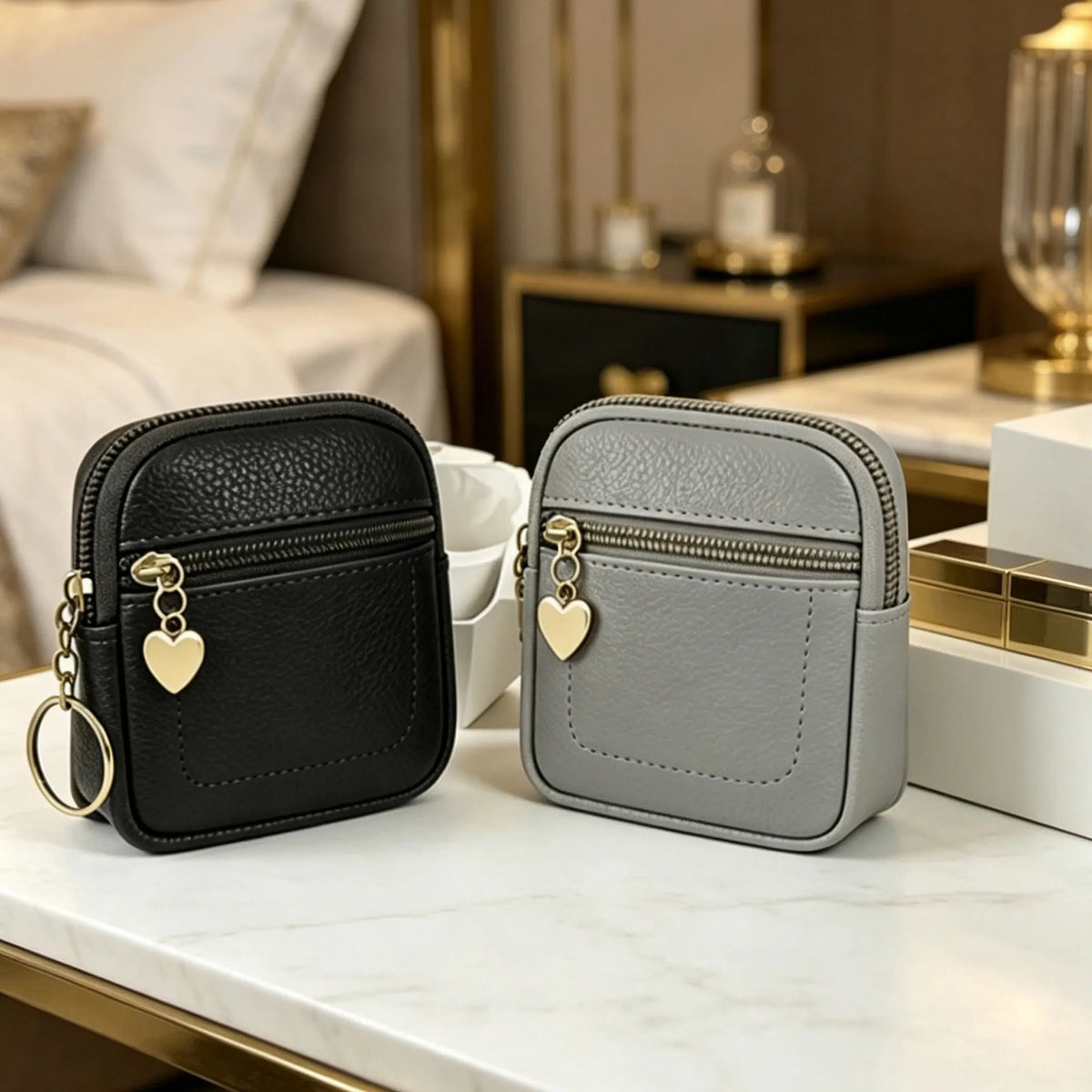 New Coin Purse Portable Wrist Bag PU Leather Money Coin Purse with Key Ring Pocket Purse Keychain Wallet for Women Girls Gift Good Vibrations