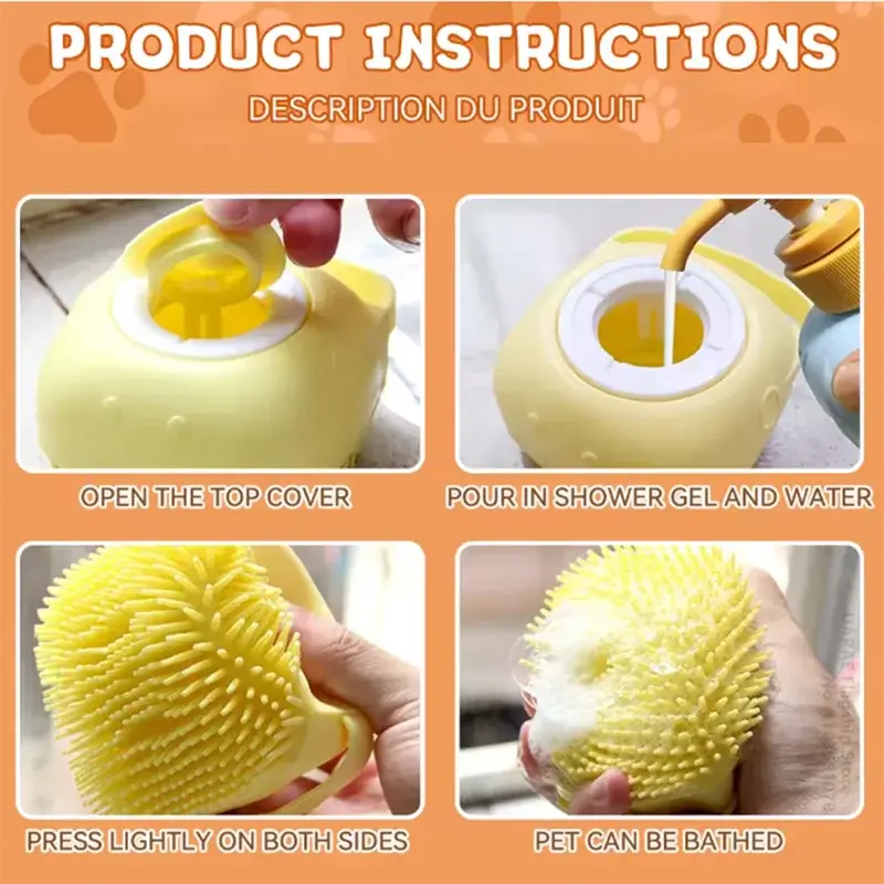 New Bath Massage Brush Bathroom Multifunctional Puppy Big Dog Cat Soft Safety Silicone Pet Accessories for Dogs Cats Tools Good Vibrations