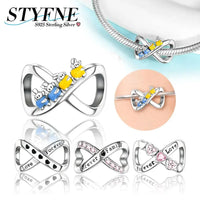 925 Sterling Silver Forever Family Infinite Love Beaded Charm Fit Original Bracelet Diy Fine Jewelry Making Gift Good Vibrations