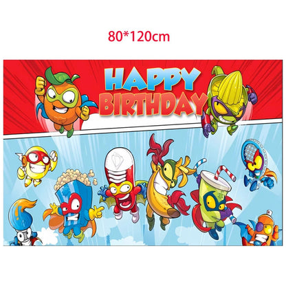 Superzings Birthday Party Decoration Balloon Banner Cake Topper SuperthingsTableware Birthday Party Supplies Baby Shower Good Vibrations