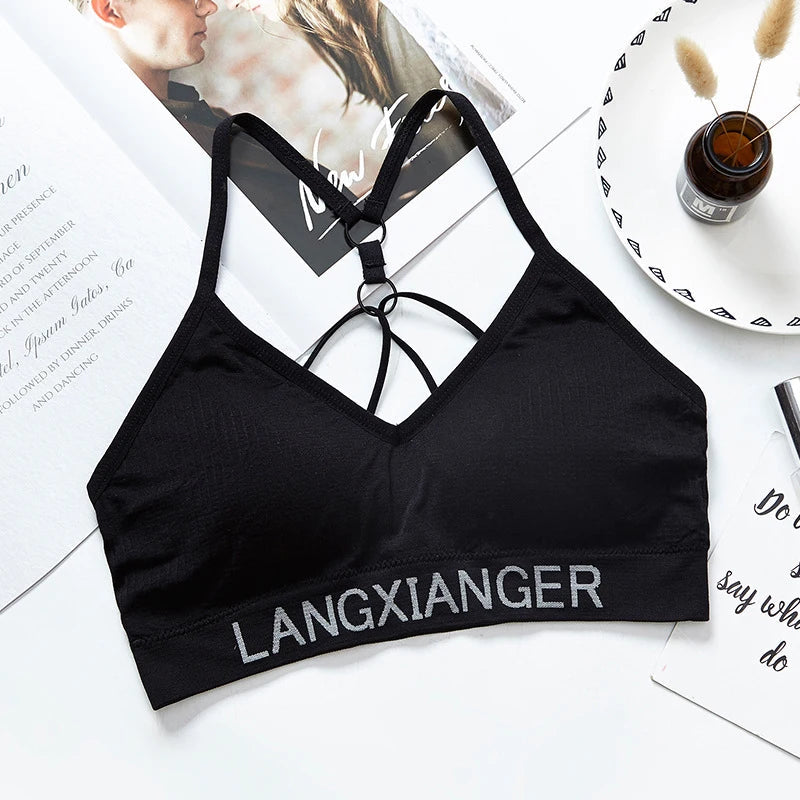 Women's Underwear Set Letter Sports Bra Seamless Female Underwear Comfort No Steel Ring Suit Solid Color Underwear Good Vibrations