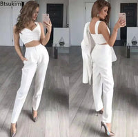 New Women Elegant Office Suits Pants 3PCS Breathable Turndown Collar Women Jacket Dress Suits Slim Jacket+Vest +Pants Suit Set Good Vibrations