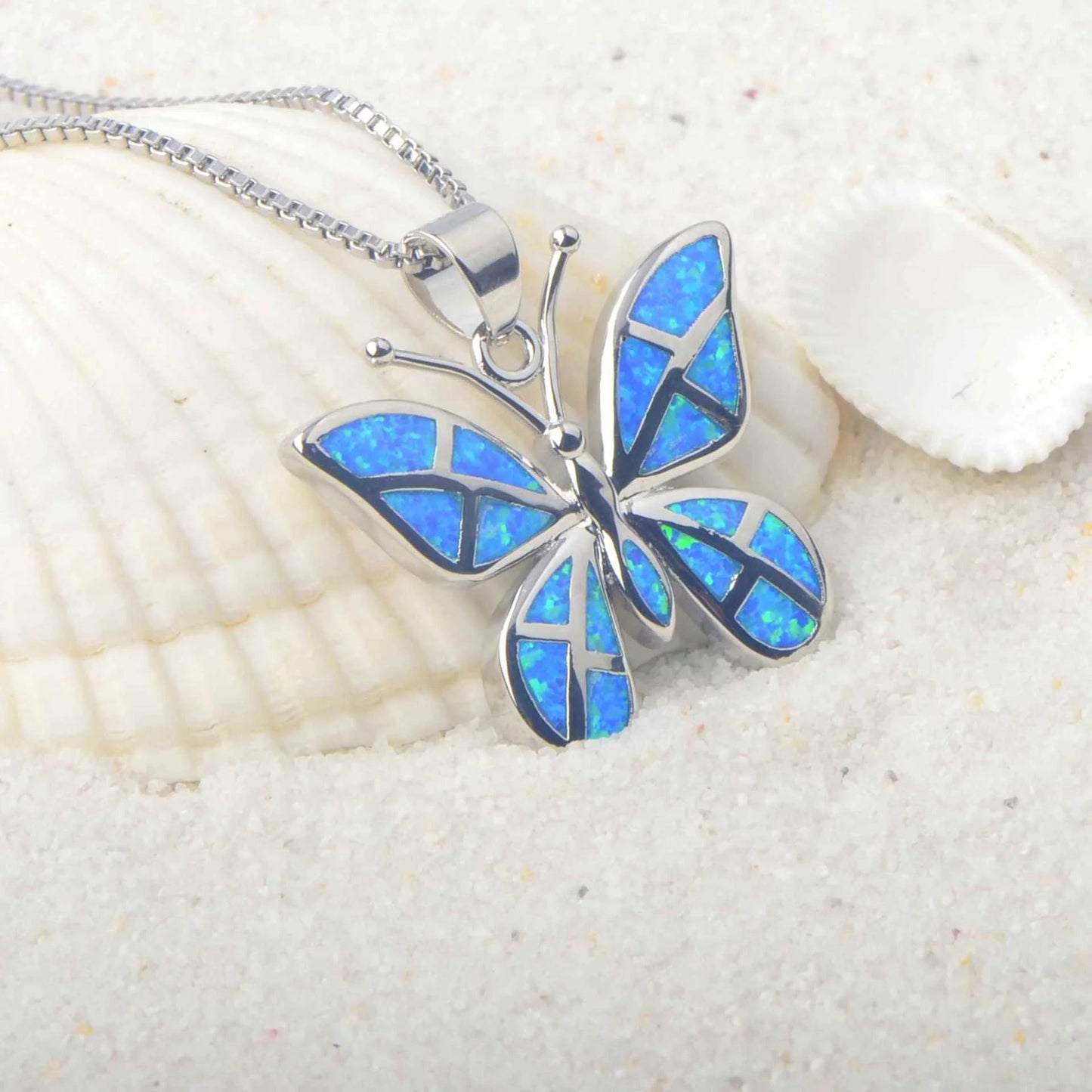 Jewelry Gifts for Girlfriend Mother Christmas，Butterfly Necklace for Women Multi Colors Opal Gemstone Butterfly Pendant Dainty Good Vibrations