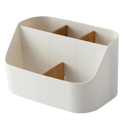 Desk Organizer,Office Supplies Organizers and Accessories,Makeup Brush Holder,Remote Control Holder with Movable Woode Partition Good Vibrations