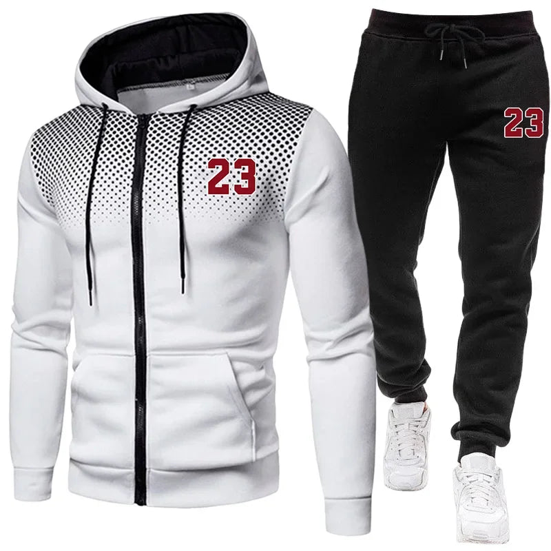 2026 Hot Sale Men's Tracksuit Zip-up Jacket Black Sweatpants Fall Winter Daily Casual Sporty Sweatshirt Outfit Male Training Set Good Vibrations