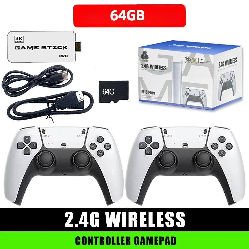 M15 Video Game Console 4K TV Retro Game Console 64G Built in 20000 Games Wireless Controller Gamepad Retro Handheld Game Console Good Vibrations