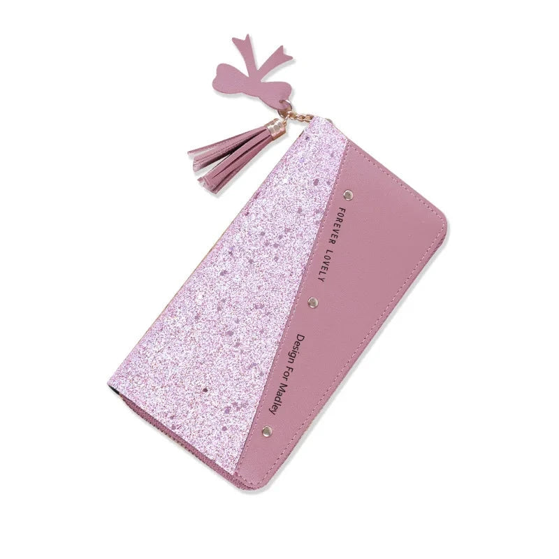 Fashion Women's Pu Leather Long Wallets Sequins Patchwork Glitter Wallet Coin Purse Female Wallets Girls Gifts Wholesale Good Vibrations