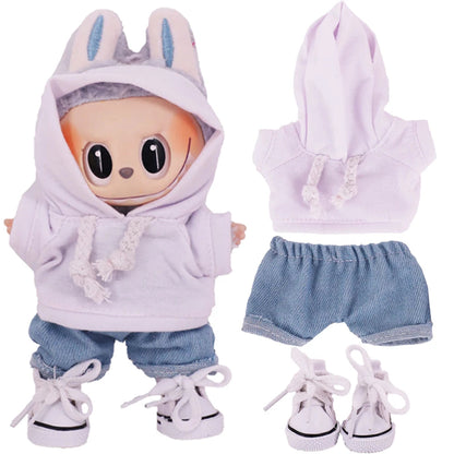 Doll Clothes Set For labubu 17cm Plush Doll Accessories Girl's Toys Birthday And Christmas Gifts Good Vibrations