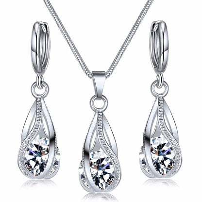 Chic Melody Pendant Necklace & Earrings Set - Glittering Zircon Crystal Jewelry for Women Good Vibrations