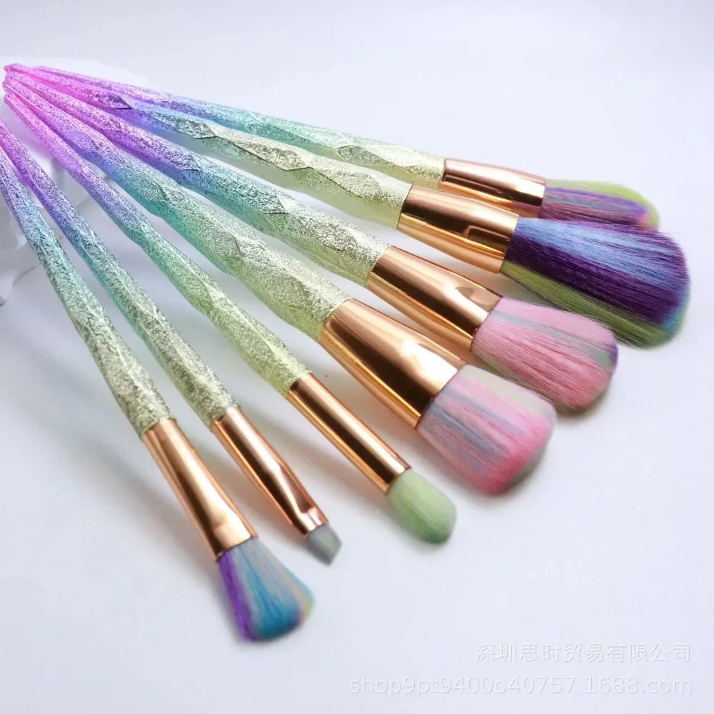 7/10pcs Make Up Brushes Set Loose Powder Foundation Eye Shadow Cosmetic Brushes Frosted Diamond-shaped Unicorn Soft Makeup Tools Good Vibrations