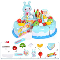 Kids Toy Simulation DIY Birthday Cake Model Kitchen Pretend Play House Cutting Fruit Food Toy for Toddler Children Gift Boy Girl Good Vibrations