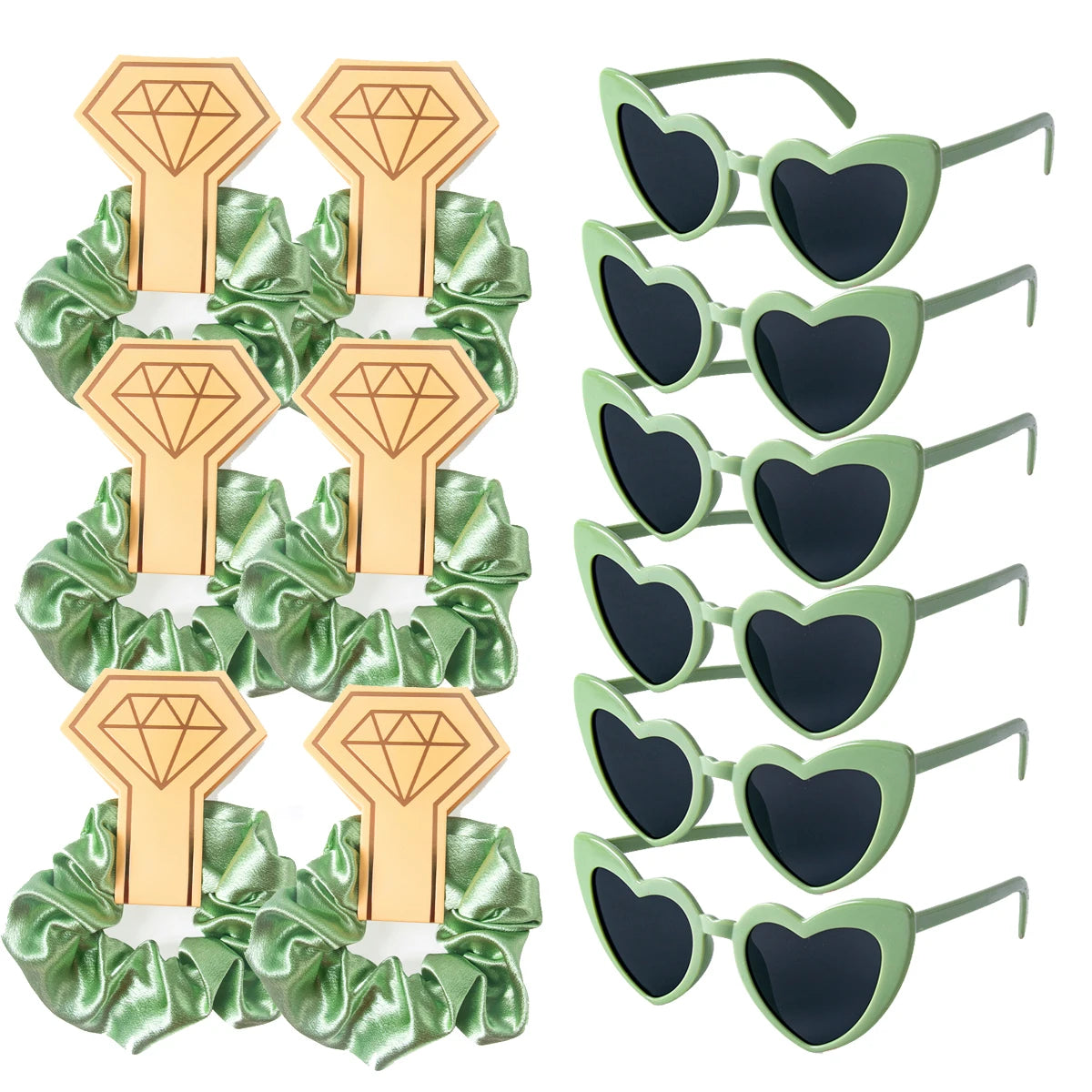 12/6pcs Wedding Bridesmaid Gifts Bridesmaid Hair Ties Scrunchies Heart Shaped Sunglasses Bachelorette Hen Party Bridal Favors Good Vibrations