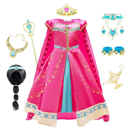 Jasmine Girls Aladdin Costume Halloween Princess Dress Kids Birthday Party Christmas Arabian Cosplay 4 5 6 7 8 9 10 Years Good Vibrations