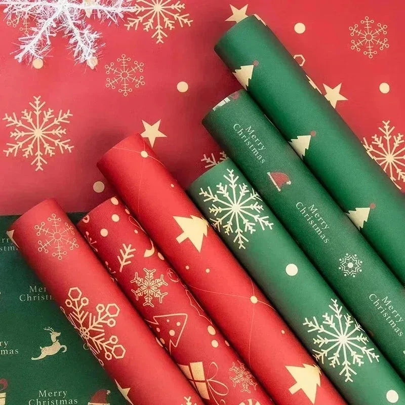 24/1Rolls Christmas Xmas Tree Santa Claus Snowflake Wrapping Paper DIY Craft Gifts Packaging Paper Party Home Decoration Good Vibrations