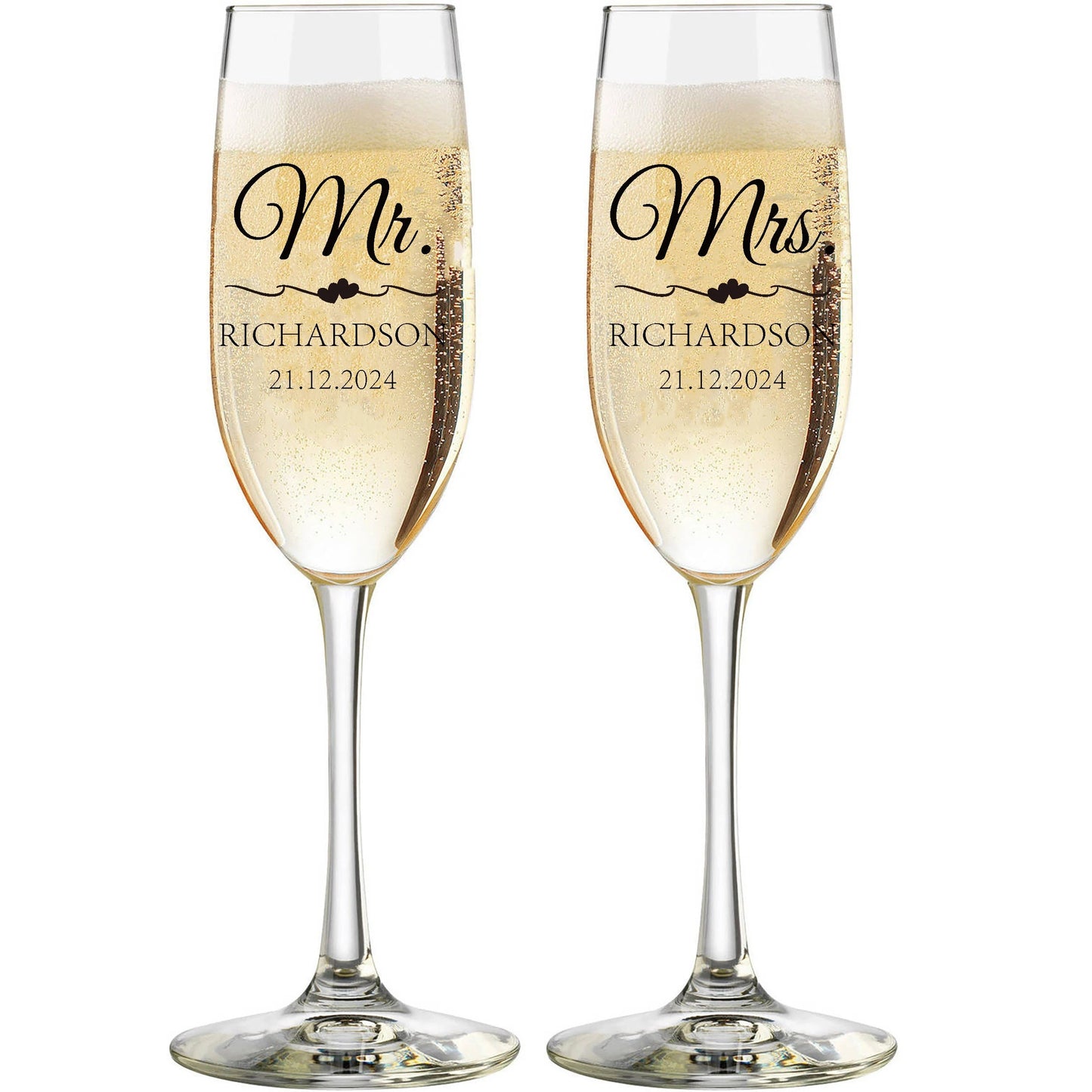Set of 2 Personalized Mr. And Mrs. Wedding Toasting Flutes Wedding Glasses Custom Bride and Groom Toasting Glasses Good Vibrations