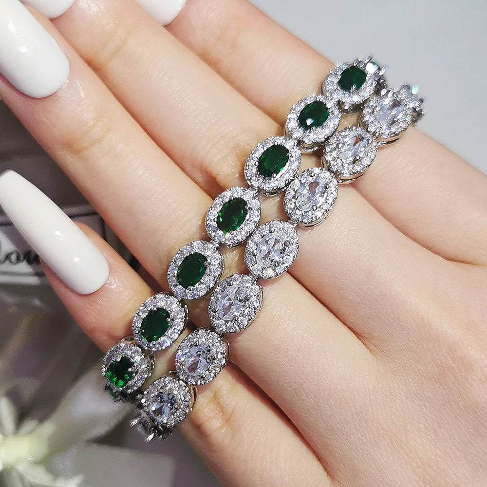 2024 New Luxury Blue Red Green Black Color Bracelet Bangle for Women Anniversary Gift Jewelry Wholesale S6923 Good Vibrations