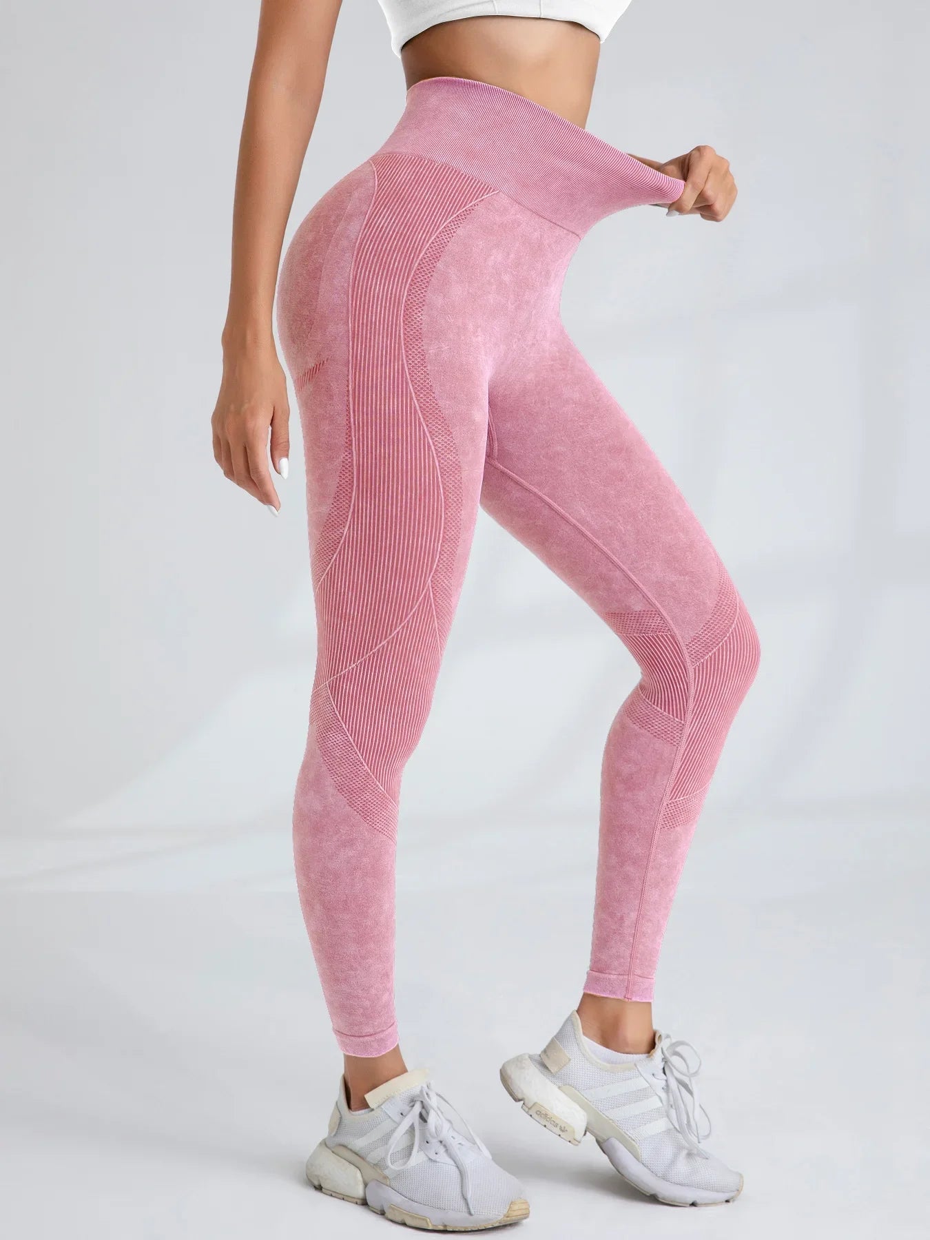 Women Seamless Gym High Waist Yoga Pants Hip Lifting Outdoor Sports Tight Waist Letter Sand Washed Pants Exercise Yoga Leggings Good Vibrations