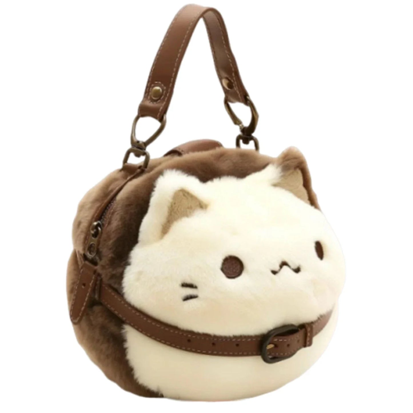 Cute Plush Cat Handbag Cute Stuffed Animal Handmade Backpack Large Capacity Shoulder Bag Good Vibrations