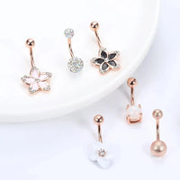 Bobisty Navel Rings Surgical Stainless Steel Belly Button Rings for Women Girls Body Piercing with Gold Plated Brass Flower Good Vibrations Adult Super Store