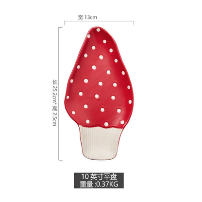 Cute Red Mushroom Ceramic Tableware Coffee Cup Afternoon Tea Set Creative Cartoon Pastry Plate Rice Bowl Salad Plate Dinner Dish Good Vibrations