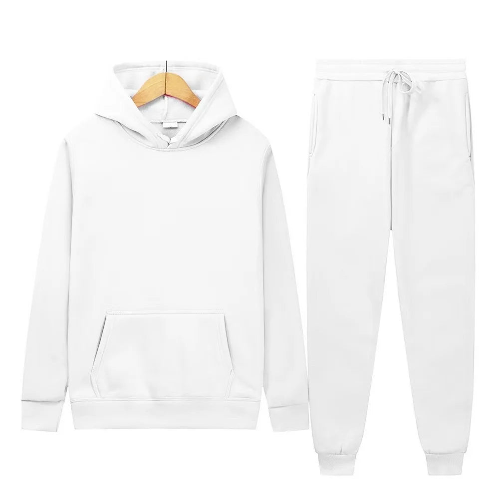 Men's Autumn and Winter New Solid Color Hoodie+pants Two-piece Set Fashionable Casual Sports Set Size S-3XL Good Vibrations