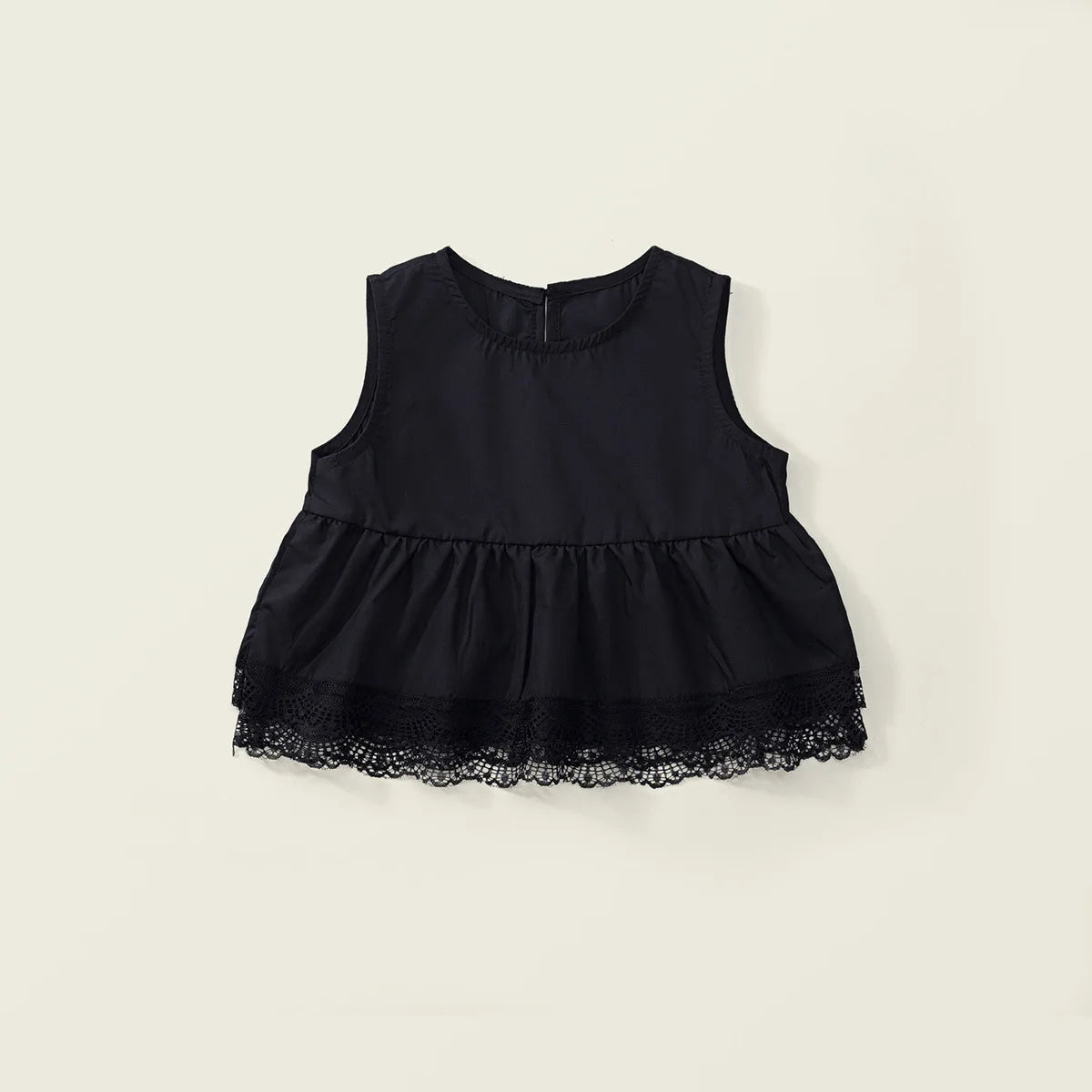 Korean Summer Kids Girls 2PCS Clothes Set Cotton Black Lace Baby Girl Vest Tops Suit Loose Striped Straight Pant Kid Girl Outfit Good Vibrations
