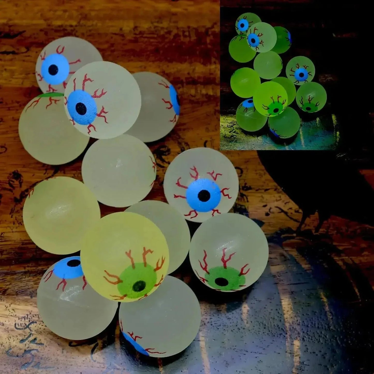 5/10/20pcs Glow in The Dark Eyeball 32MM Bouncy Ball Halloween Supplies Toys Horror Luminous Scary Ball Kids Toys Gift Good Vibrations