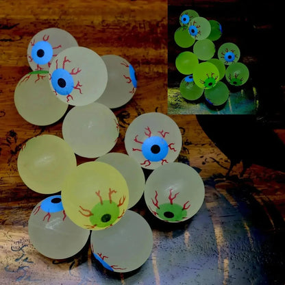 5/10/20pcs Glow in The Dark Eyeball 32MM Bouncy Ball Halloween Supplies Toys Horror Luminous Scary Ball Kids Toys Gift Good Vibrations