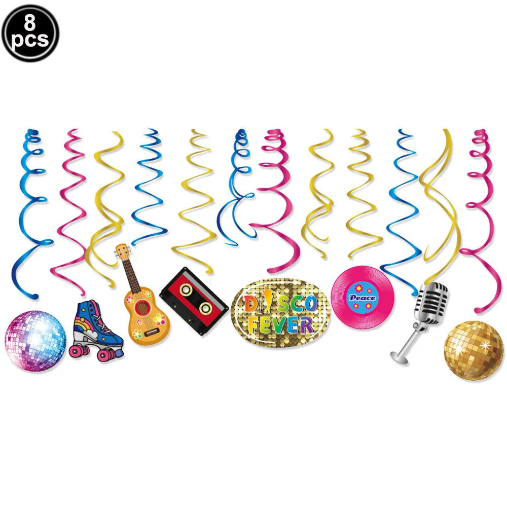80s 90s Party Decorations Retro 1980s 1990s Hip Hop Party Hanging Swirls Ceiling Decor for Adults Back to The 80s 90sParty Good Vibrations