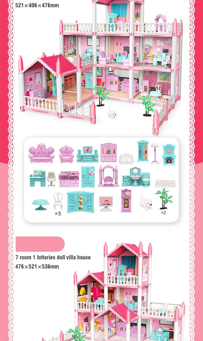 DIY Assemble Villa Model Toy House Cartoon Dools Role-Playing Set Fun Puzzle Doll House Household House Playing Toys Good Vibrations