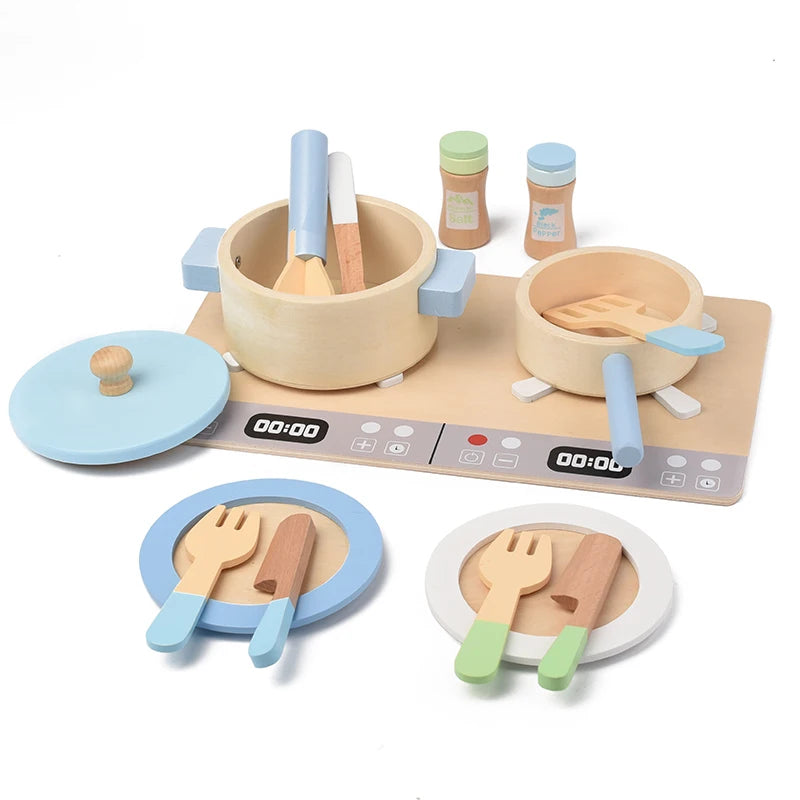 Wooden Toy Play House Early Education Simulation Kitchen Children Cooking Toys Gift Good Vibrations