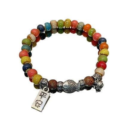 National Style Retro Good Luck Koi Colorful Couple Bracelets Natural Fashion Jewelry Best Selling Popular Holiday Gifts Souvenir Good Vibrations