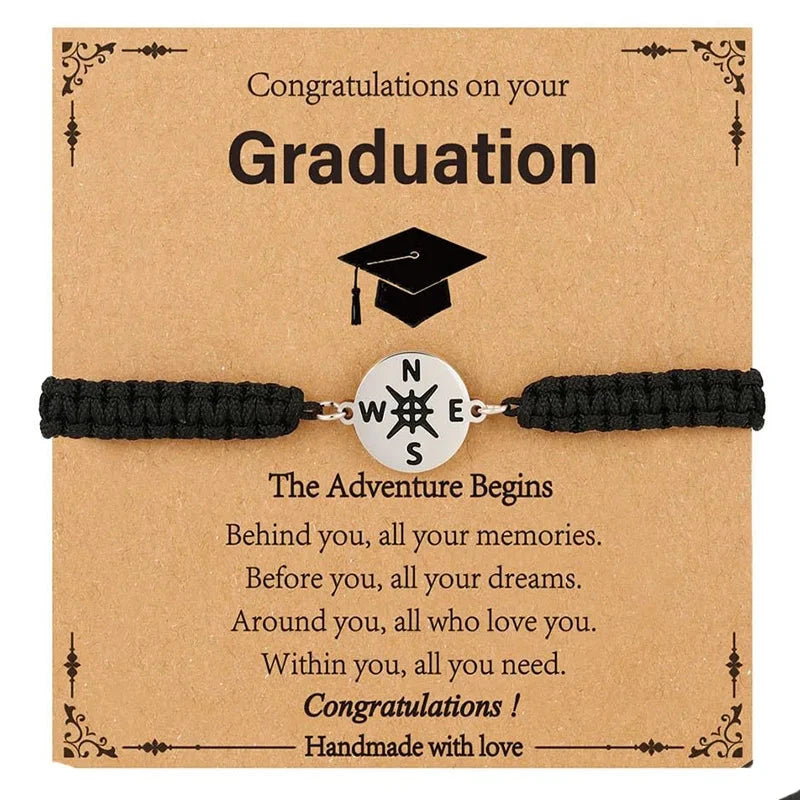 Graduation Gifts for Her Him Adjustable Compass Bracelet Class of 2025 Graduation Gifts for Women Men graduation bracelets Good Vibrations Adult Super Store
