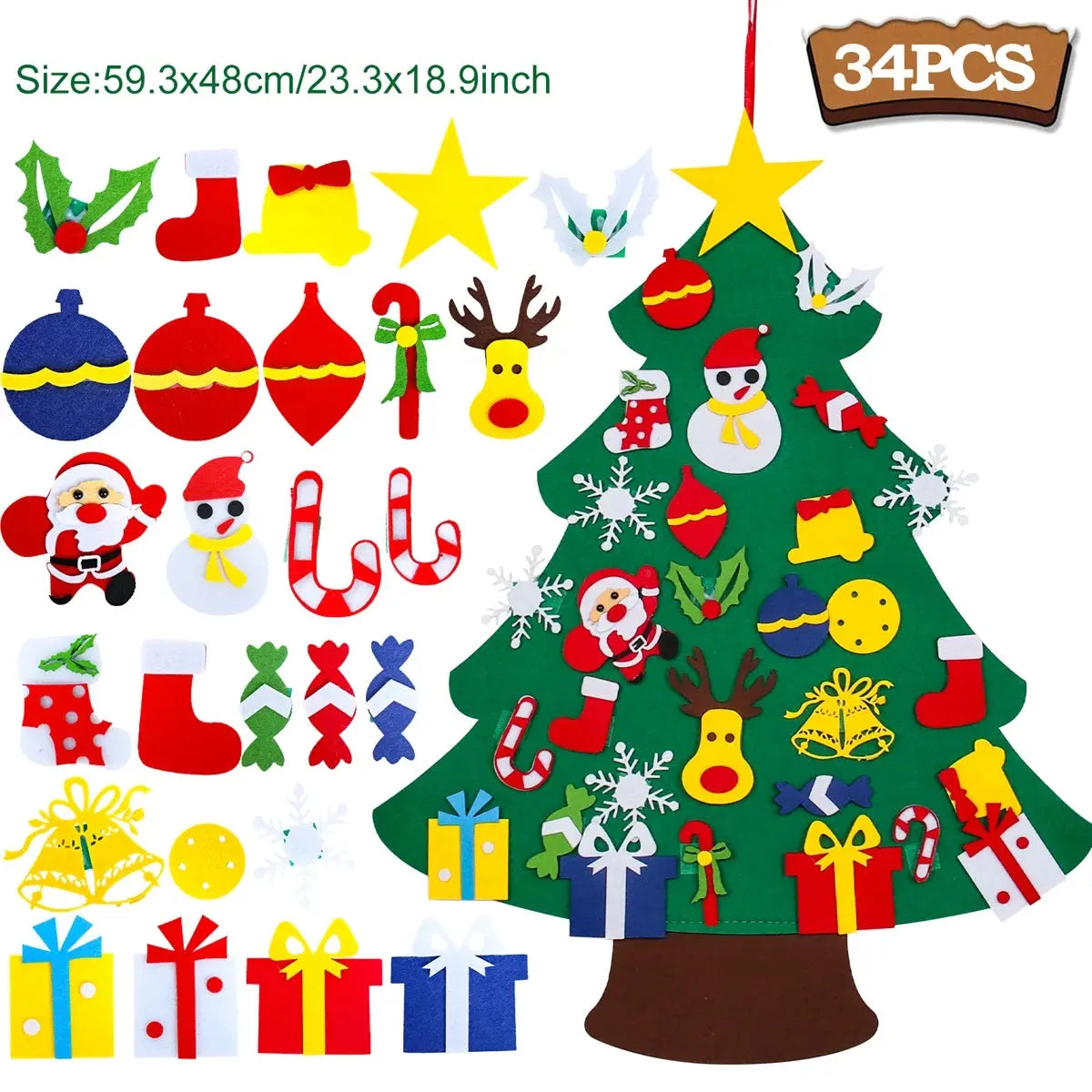 Kids DIY Felt Christmas Tree Merry Christmas Decorations For Home 2025 Christmas Ornaments Navidad 2026 New Year Gifts Xmas Tree Good Vibrations
