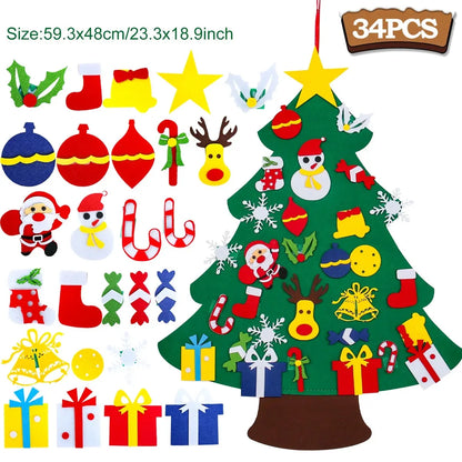 Kids DIY Felt Christmas Tree Merry Christmas Decorations For Home 2025 Christmas Ornaments Navidad 2026 New Year Gifts Xmas Tree Good Vibrations