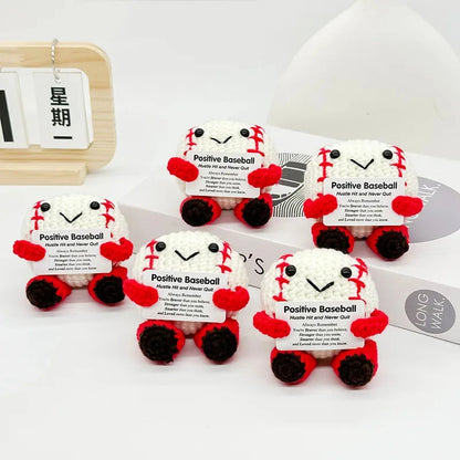 Funny Positive Baseball Hug Pocket Hug Mini Handmade Knitted Doll Cute Desktop Decoration Birthday Holiday Gift Home Decoration Good Vibrations