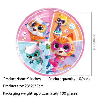 Superkitties Happy Birthday Party Decor Paw Meow Cat Super Kitties Tableware Tablecloth Plate Cup Gift Set Kid Party Supplie Toy Good Vibrations
