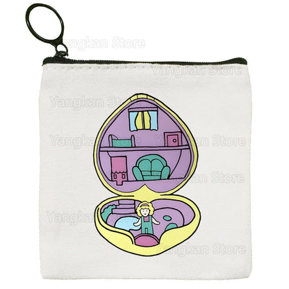 Kawaii Polly Pocket Bag Pure White Bag Handmade Cloth  Coin Purse Whiteboard Bag Handbag Good Vibrations