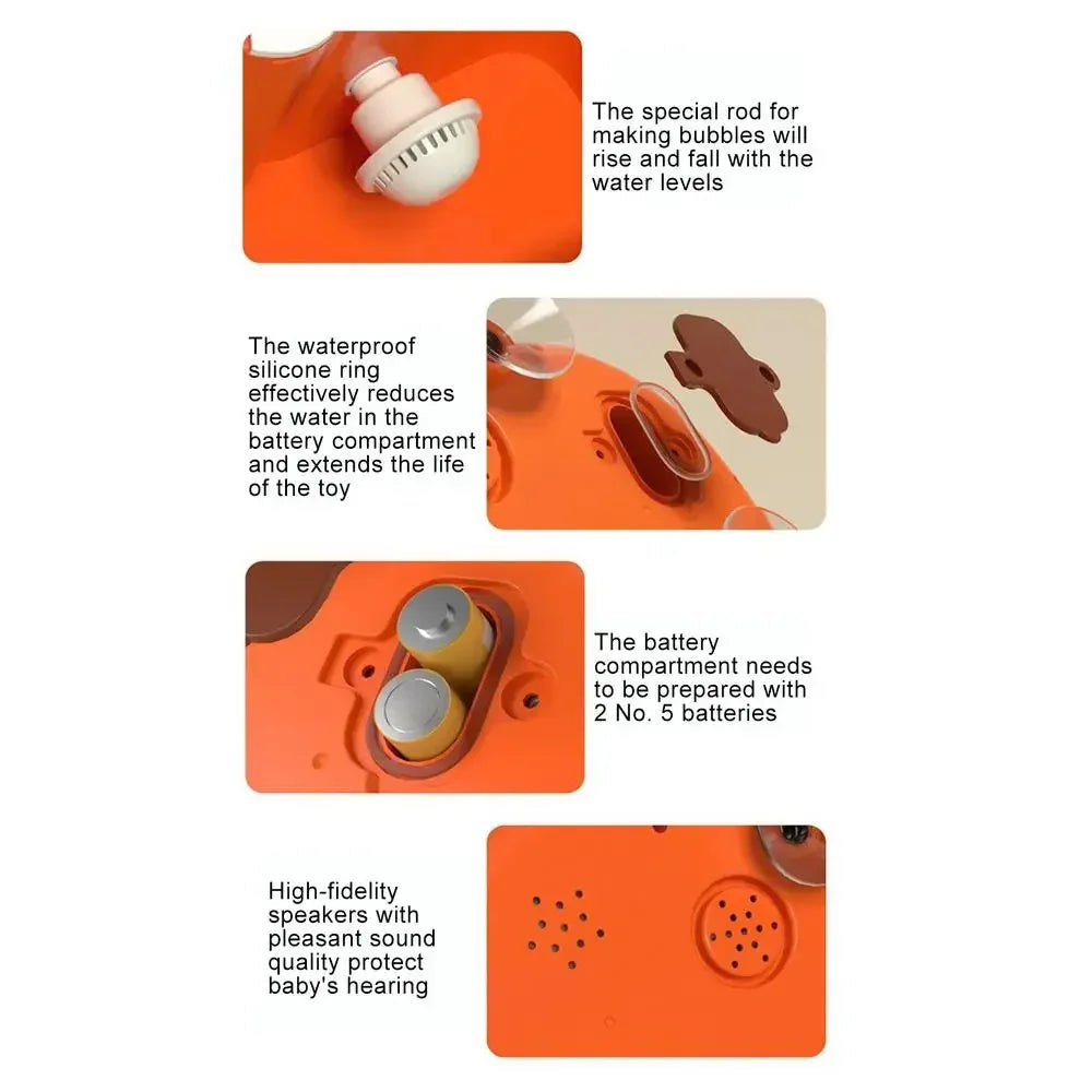 Bath Bubble Machine Music Automatic Bubble Blower Dinosaur Shape Electric With Suction Cup Children Bathing Companion For Kids Good Vibrations