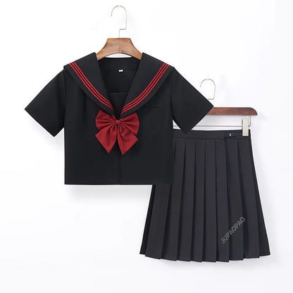 BLACK Orthodox College Style Japanese Korean Student School Uniform JK Uniform Girl Anime Cosplay Sailor Suit Class Top Skirts-A Good Vibrations Adult Super Store