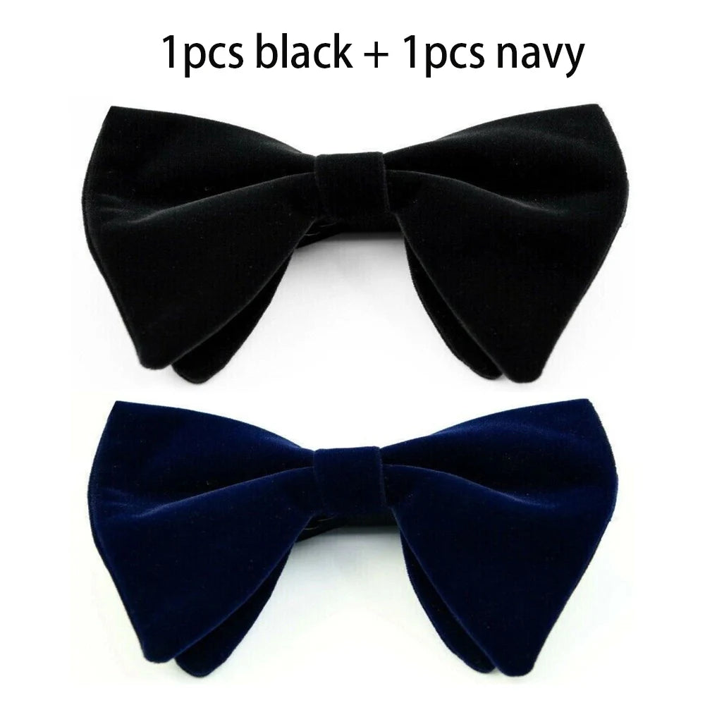 Mens Oversized Bow Tie Solid Velvet Bowtie Wedding Party Tuxedo Adjustable Necktie Big Bow Tie Good Vibrations